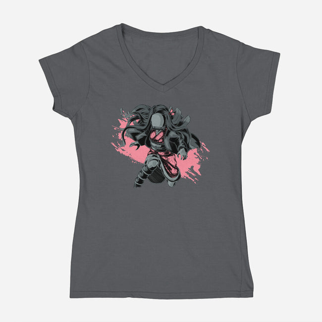 Dark Nezuko-womens v-neck tee-xMorfina