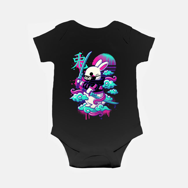 Cybersamurai Bunny-baby basic onesie-NemiMakeit