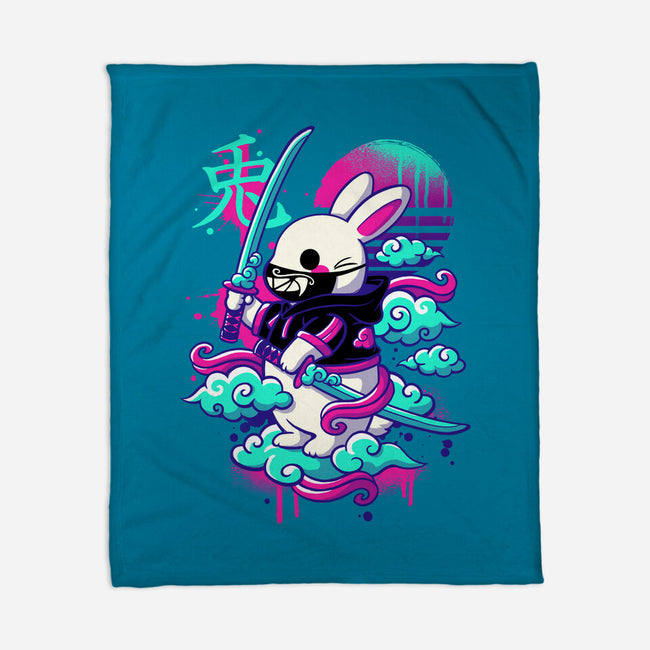 Cybersamurai Bunny-none fleece blanket-NemiMakeit