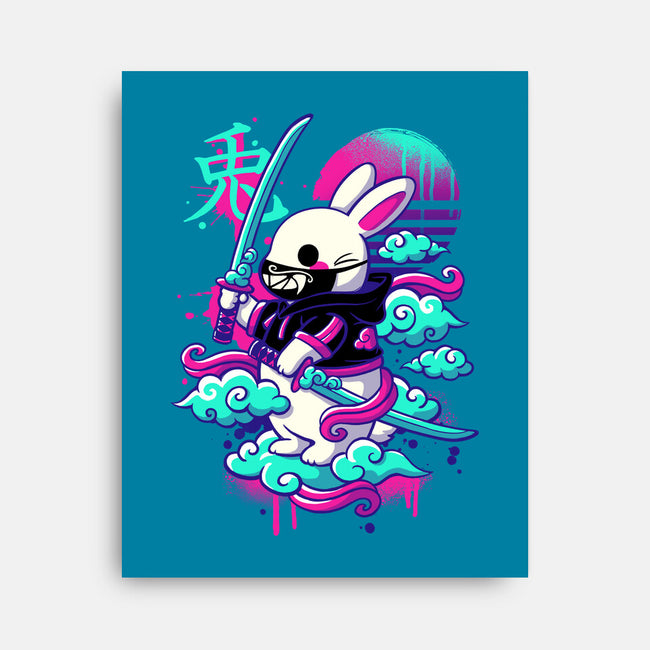 Cybersamurai Bunny-none stretched canvas-NemiMakeit