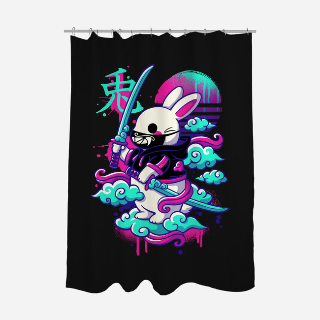 Cybersamurai Bunny-none polyester shower curtain-NemiMakeit