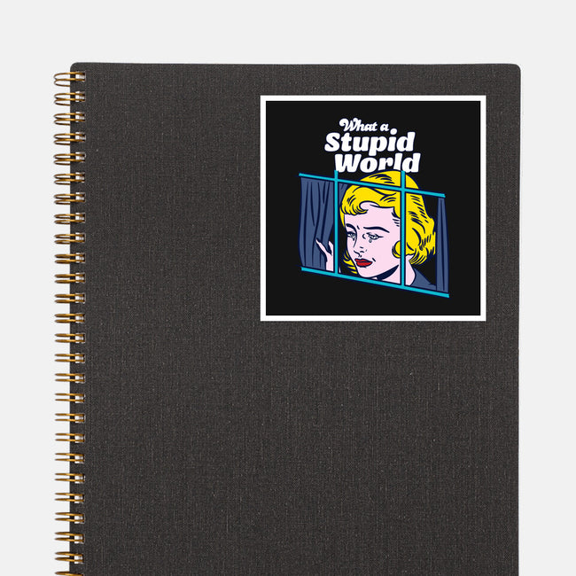 Stupid World-none glossy sticker-rocketman_art