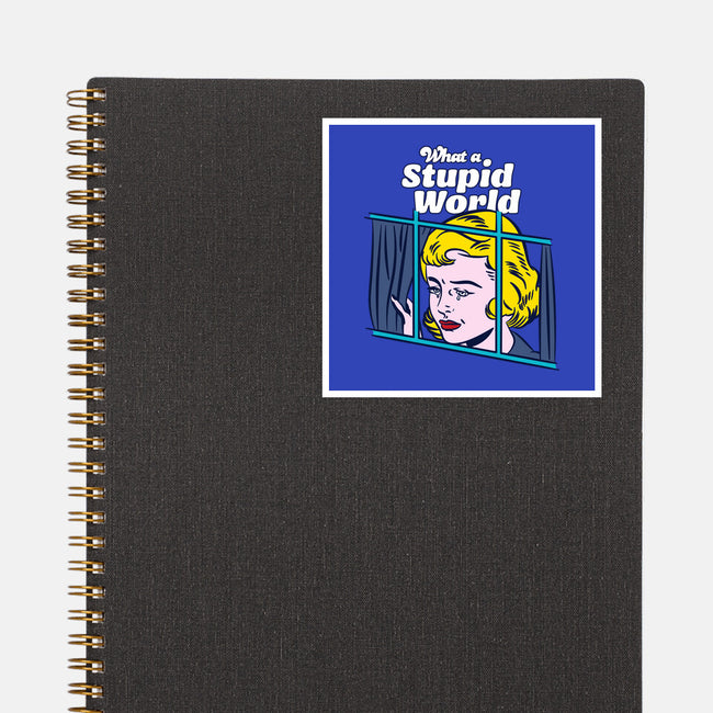 Stupid World-none glossy sticker-rocketman_art