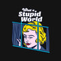 Stupid World-none polyester shower curtain-rocketman_art