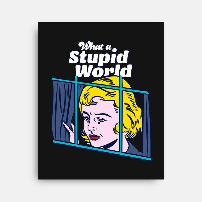 Stupid World-none stretched canvas-rocketman_art