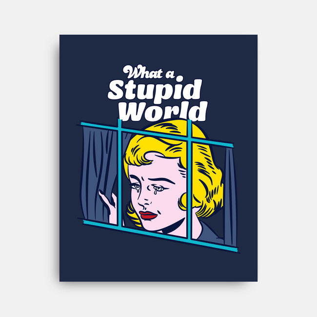 Stupid World-none stretched canvas-rocketman_art