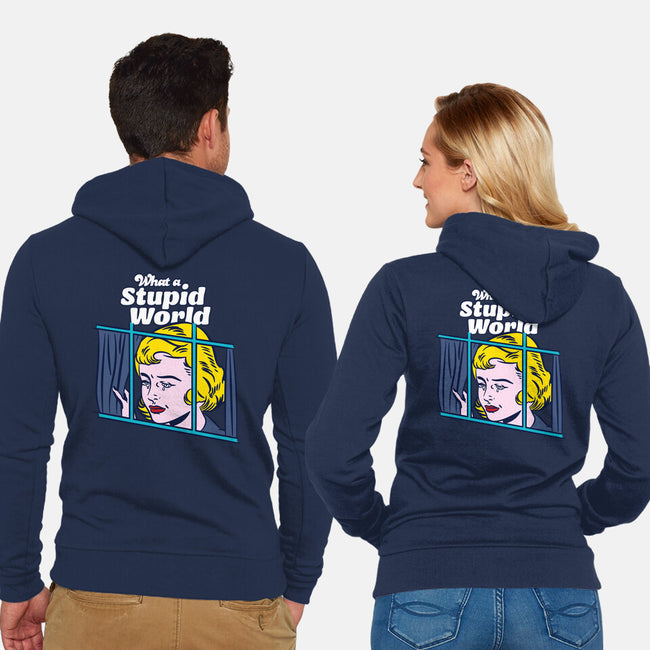 Stupid World-unisex zip-up sweatshirt-rocketman_art