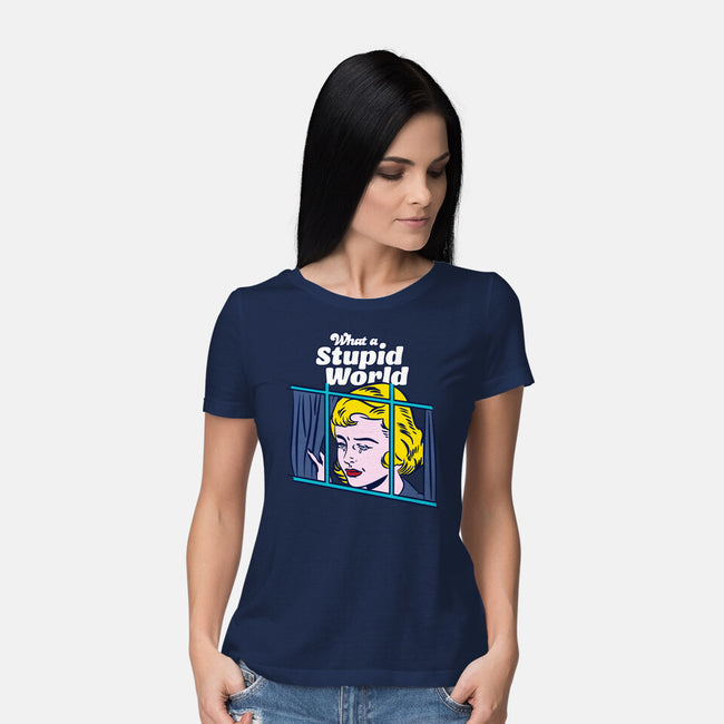 Stupid World-womens basic tee-rocketman_art