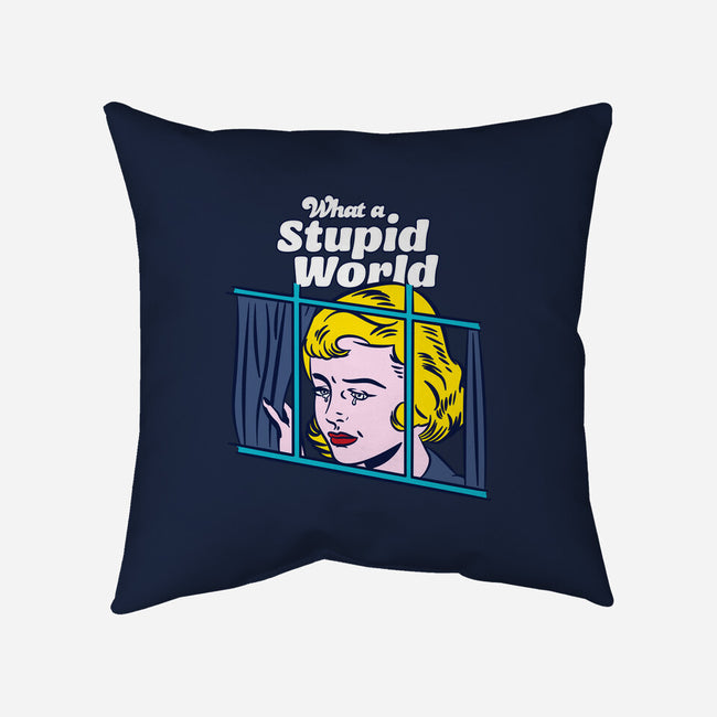 Stupid World-none removable cover w insert throw pillow-rocketman_art