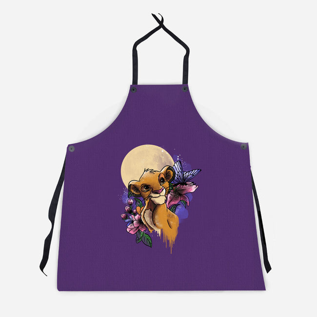 Moonlight Lion Cub-unisex kitchen apron-fanfabio