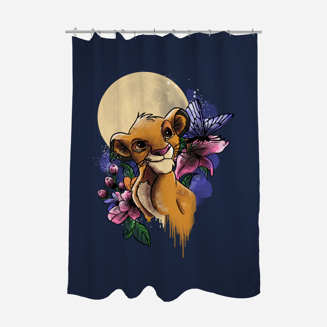 Moonlight Lion Cub-none polyester shower curtain-fanfabio