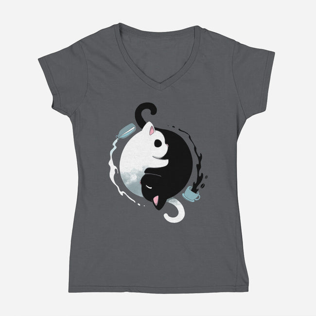 Yin Yang Kittens-womens v-neck tee-Vallina84