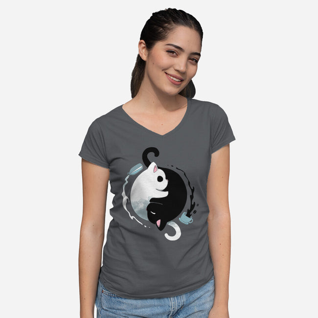 Yin Yang Kittens-womens v-neck tee-Vallina84