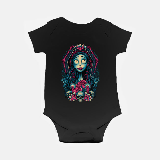 Bride From The Underworld-baby basic onesie-glitchygorilla