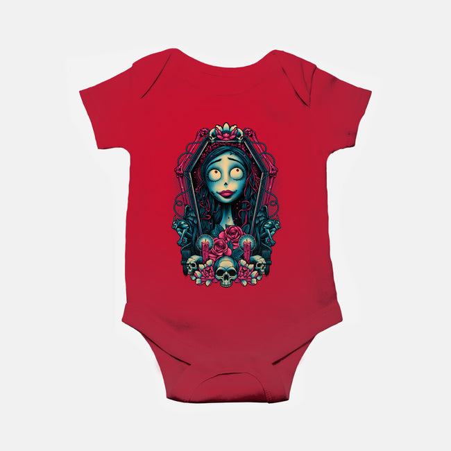 Bride From The Underworld-baby basic onesie-glitchygorilla