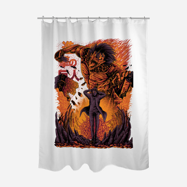Eren X Attack Titan-none polyester shower curtain-alanside