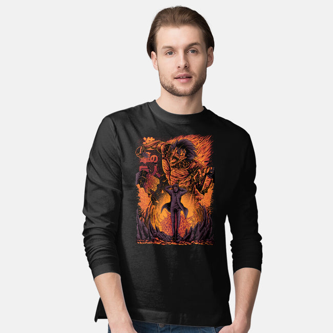 Eren X Attack Titan-mens long sleeved tee-alanside