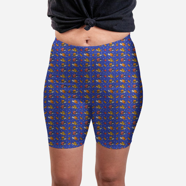 Fast Food Cats In Space-womens all over print biker shorts-krisren28