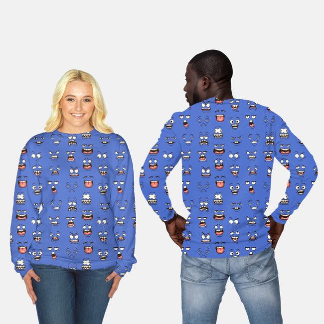 Crazy Cartoon Emotions-unisex all over print crew neck sweatshirt-Focusnik