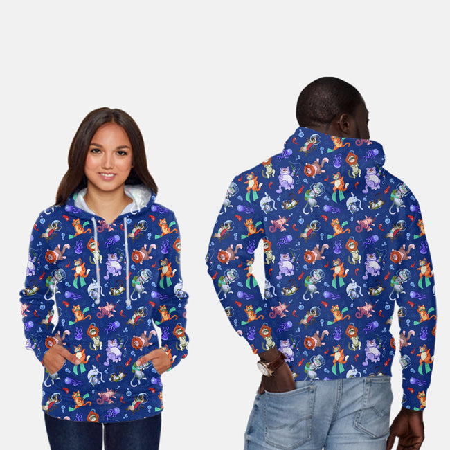 Cats Diving In The Sea-unisex all over print pullover sweatshirt-AGAMUS