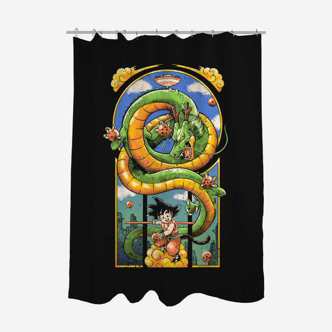 Dragon Kid-none polyester shower curtain-Arigatees