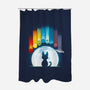 Cat Planets-none polyester shower curtain-Vallina84