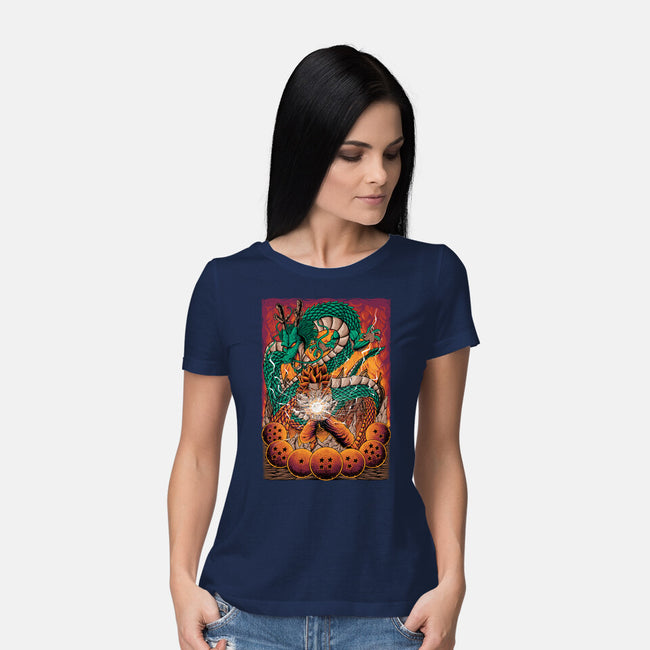 Goku X Shenlong-womens basic tee-alanside