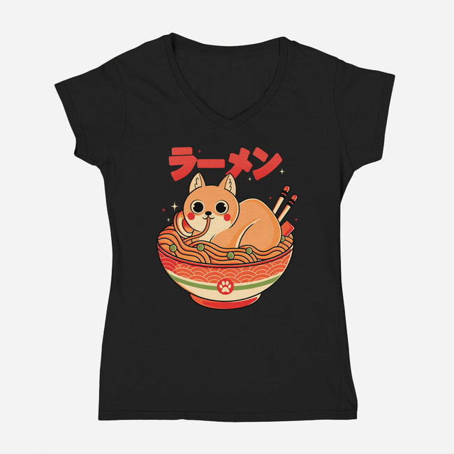 Ramen Cat-womens v-neck tee-Douglasstencil