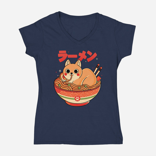 Ramen Cat-womens v-neck tee-Douglasstencil