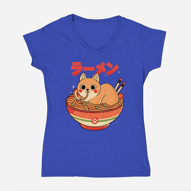 Ramen Cat-womens v-neck tee-Douglasstencil