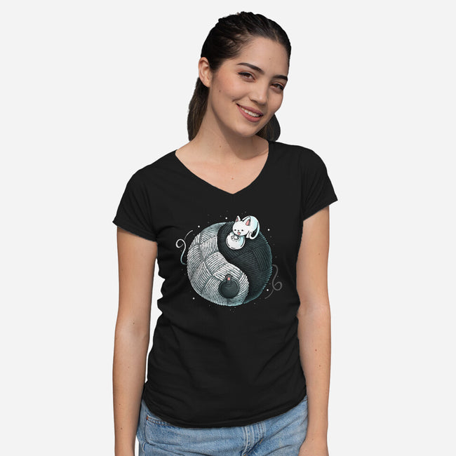 Tao Cat-womens v-neck tee-Vallina84