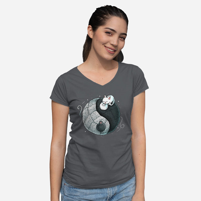 Tao Cat-womens v-neck tee-Vallina84