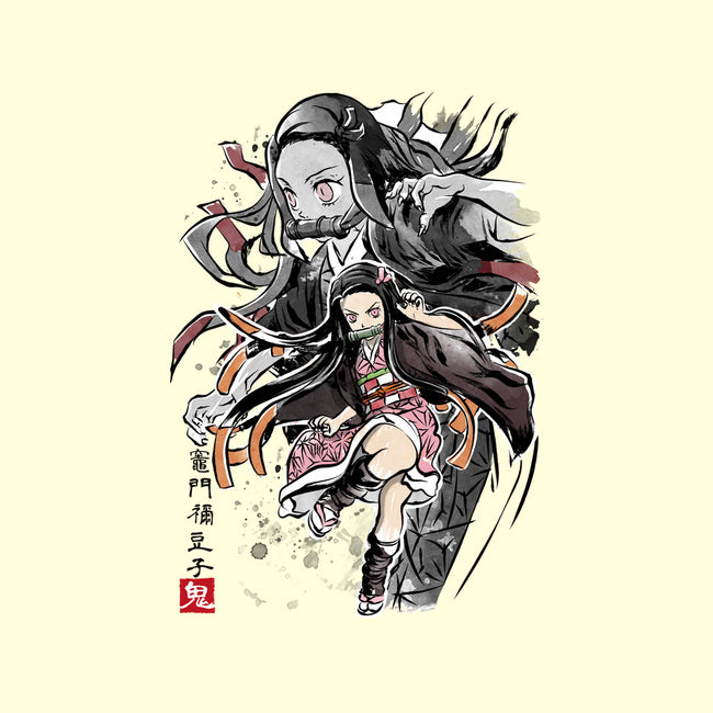 Demon Nezuko Sumi-E-none removable cover w insert throw pillow-DrMonekers