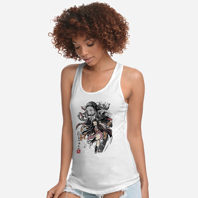 Demon Nezuko Sumi-E-womens racerback tank-DrMonekers