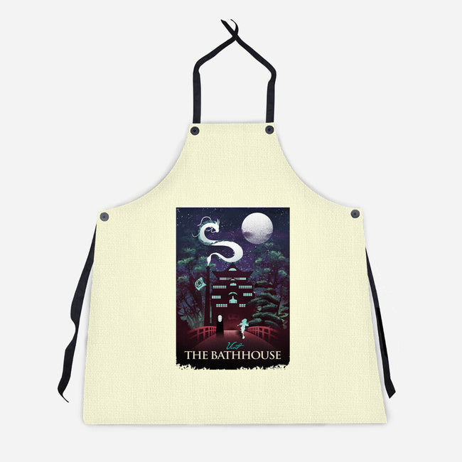 Visit The Bathhouse-unisex kitchen apron-dandingeroz