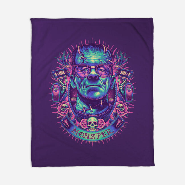 Neon Monster-none fleece blanket-glitchygorilla