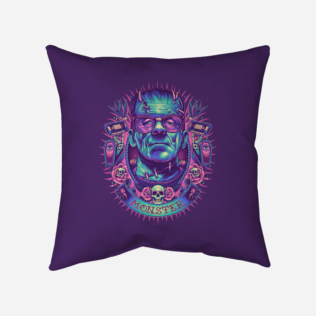 Neon Monster-none removable cover w insert throw pillow-glitchygorilla