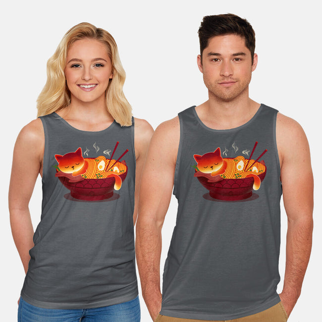 Sleepy Ramen Cat-unisex basic tank-erion_designs