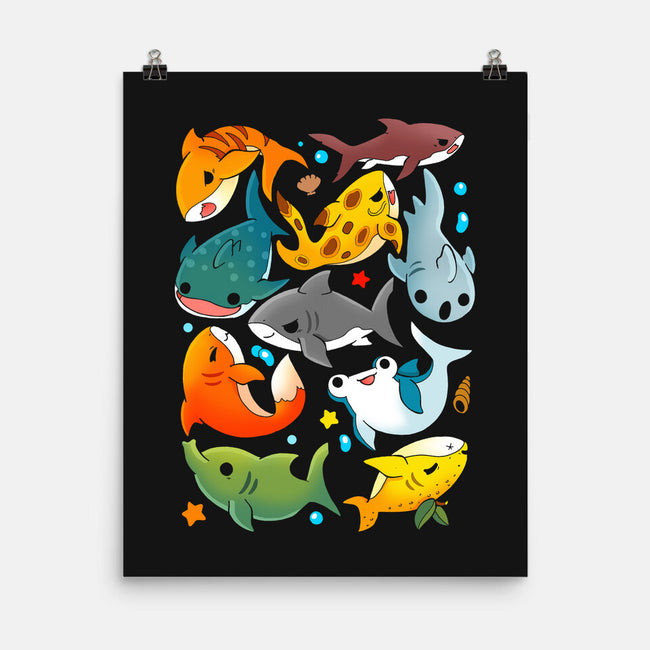 Shark Family-none matte poster-Vallina84