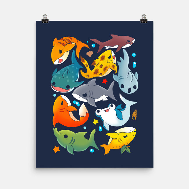 Shark Family-none matte poster-Vallina84