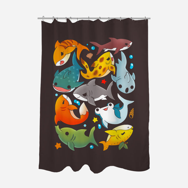 Shark Family-none polyester shower curtain-Vallina84
