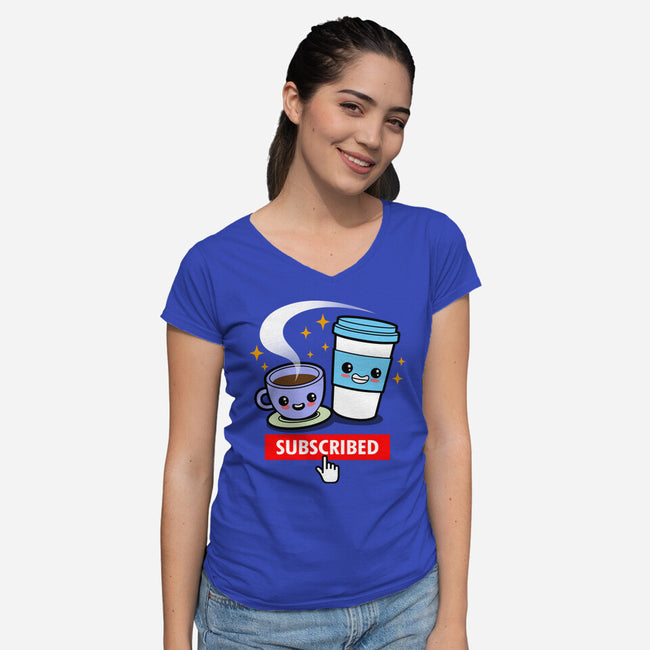 Subscribed To Coffee-womens v-neck tee-Boggs Nicolas