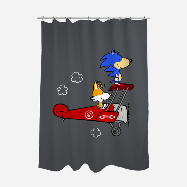 Blue Baron-none polyester shower curtain-mikebonales
