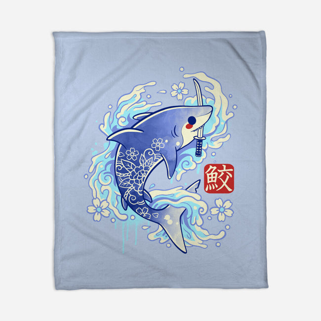 Japanese Shark Kawaii-none fleece blanket-NemiMakeit