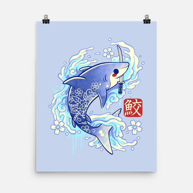 Japanese Shark Kawaii-none matte poster-NemiMakeit