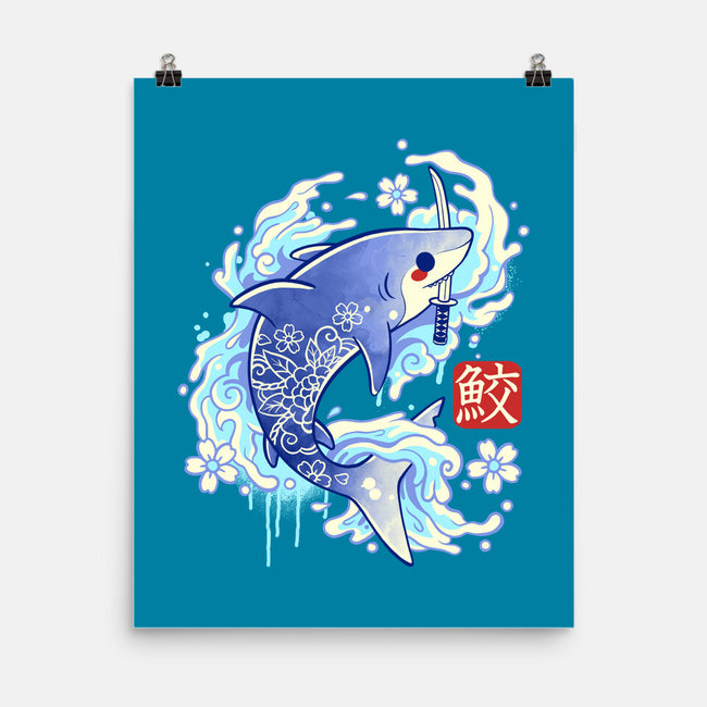 Japanese Shark Kawaii-none matte poster-NemiMakeit