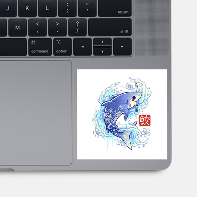 Japanese Shark Kawaii-none glossy sticker-NemiMakeit