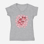 Cherry Blossom Fox-womens v-neck tee-TechraNova