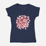 Cherry Blossom Fox-womens v-neck tee-TechraNova
