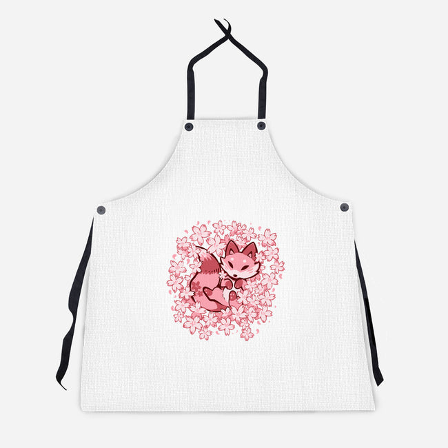Cherry Blossom Fox-unisex kitchen apron-TechraNova
